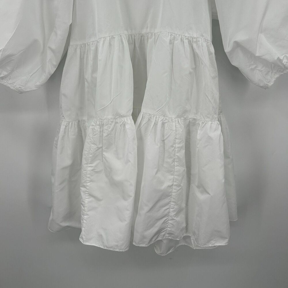 ARITZIA Wilfred White Fantasy Taffeta Crepe Tiered Baby Doll Mini Dress Small - Picture 8 of 11